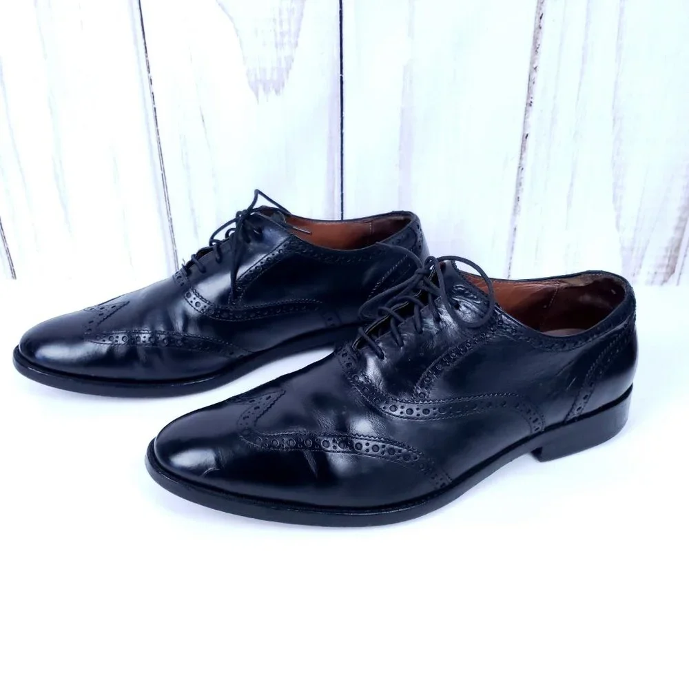Cole Haan Preston 12M Oxford Wingtip Dress Shoes Black (C20307)